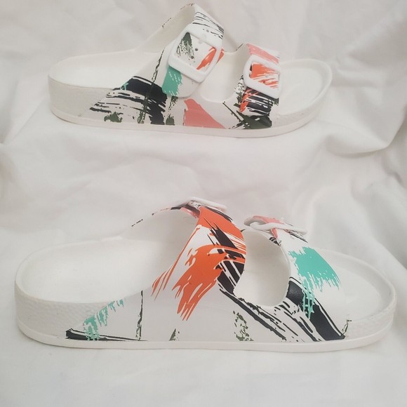 FUNKYMONKEY Women's Comfort Slides Double Buckle Adjustable EVA Flat Sandals 6 - Picture 5 of 7